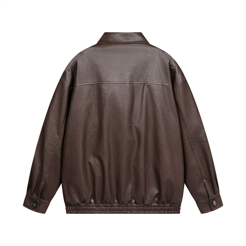 Men's Leather Coat Brand Zipper - WOMONA.COM