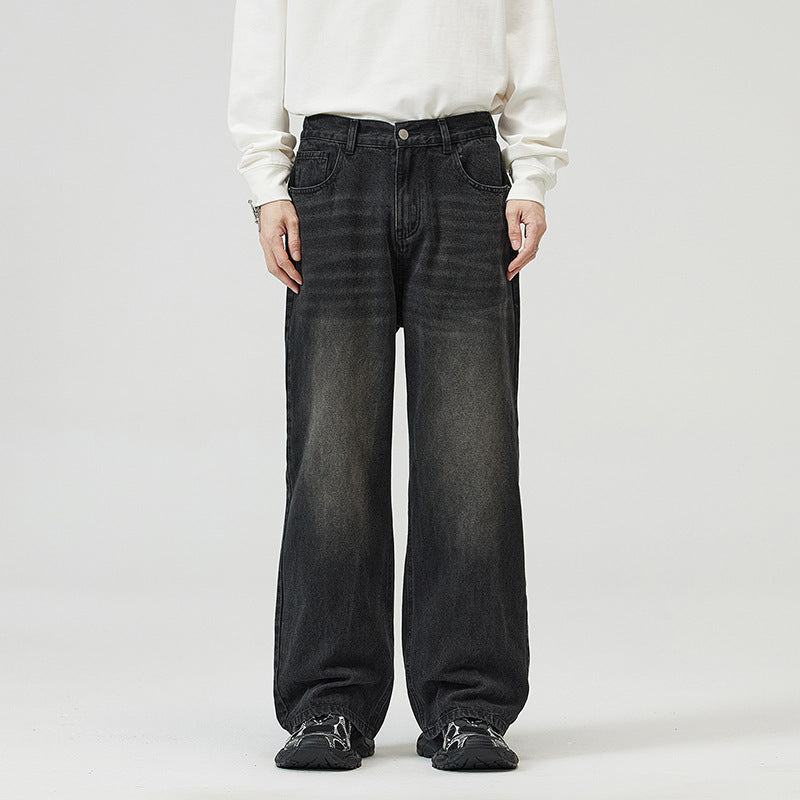 Men And Women Washed-out Vintage Wide-leg Pants - WOMONA.COM