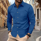 Button Casual Long Sleeve Shirt Top Men - WOMONA.COM