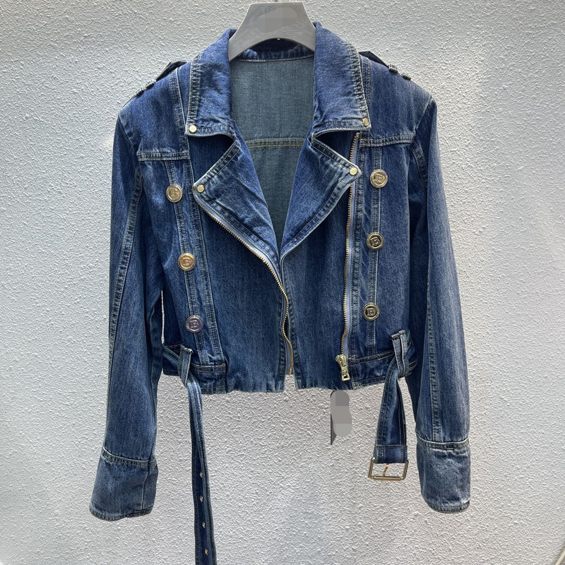 Popular Street Cool Button Denim Coat - WOMONA.COM