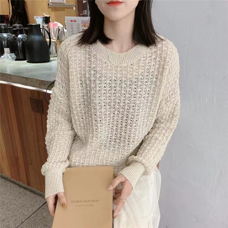 Mohair Round Neck Pullover Long Sleeve Sweater Women - WOMONA.COM