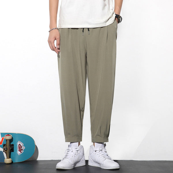 Drawstring Pants Summer Casual Ice Slik Trousers