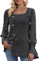 Women's Sunken Stripe Long-sleeved Top T-shirt - WOMONA.COM