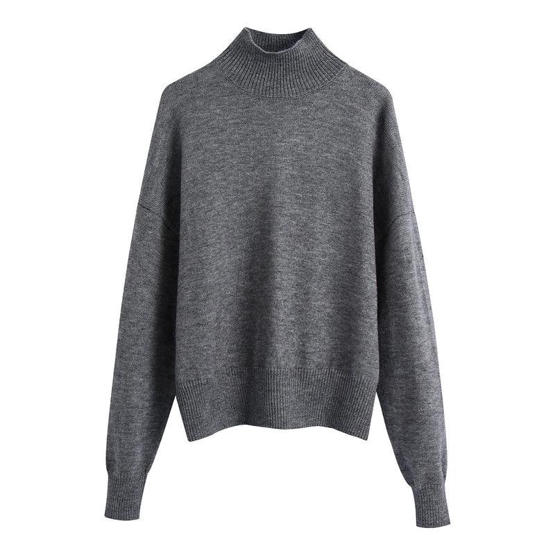 Solid Color Loose Pullover Sweater - WOMONA.COM