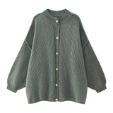 Fastener Decoration Batwing-sleeved Jacket