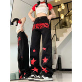 Red Star Letters Jeans For Women - WOMONA.COM