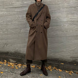 Men's Long Thick And Loose Woolen Coat - WOMONA.COM