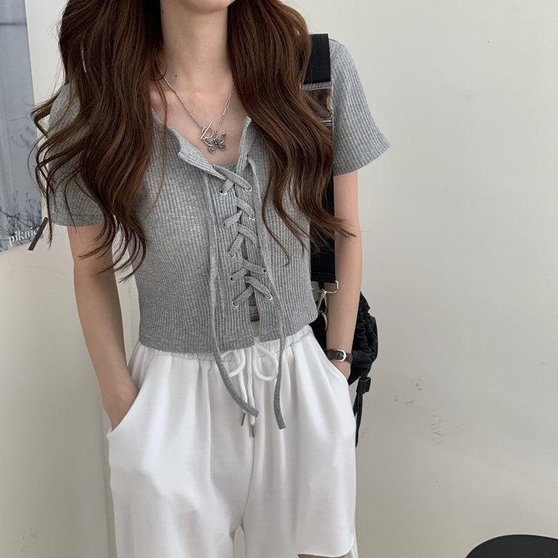 White T-shirt Women's Design Niche Short Sleeve - WOMONA.COM