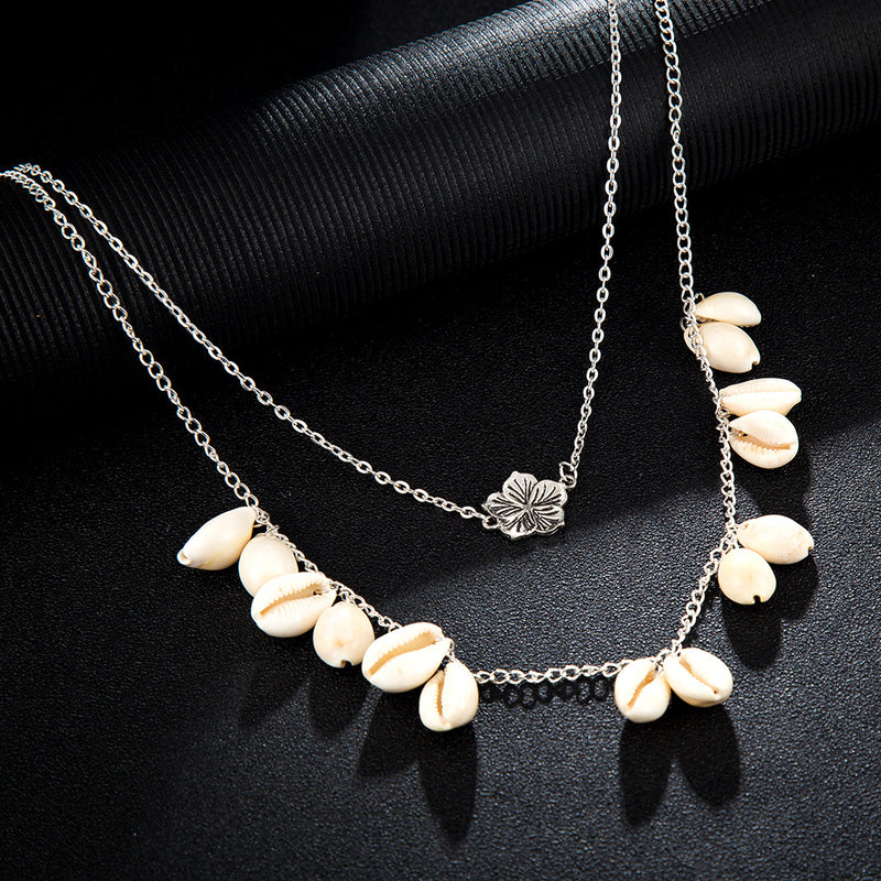 Alloy Flower Shell Necklace - WOMONA.COM