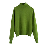 Solid Color Loose Pullover Sweater - WOMONA.COM