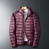 Men's Stand Collar Lightweight Feather Cotton Jacket - WOMONA.COM