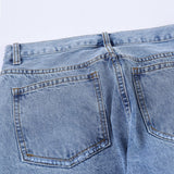 Solid Color Washed Raw Edge Jeans Men - WOMONA.COM