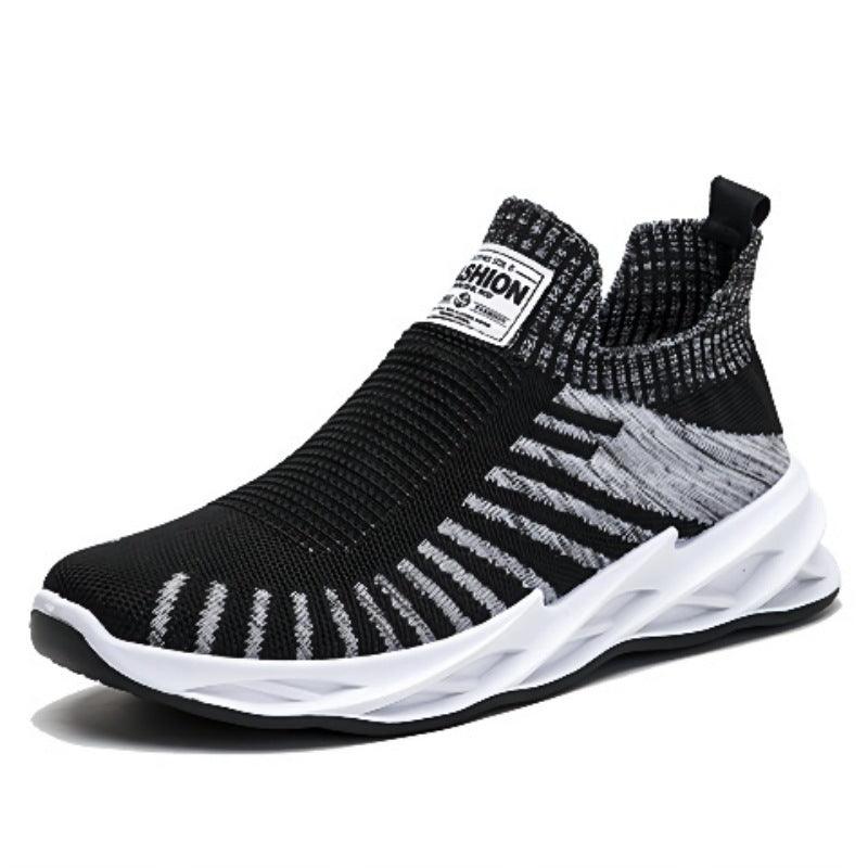 Sock Mesh Shoes Men Stripe Sneakers Lightweight Breathable Flat Shoes - WOMONA.COM