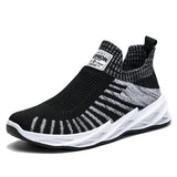 Sock Mesh Shoes Men Stripe Sneakers Lightweight Breathable Flat Shoes - WOMONA.COM