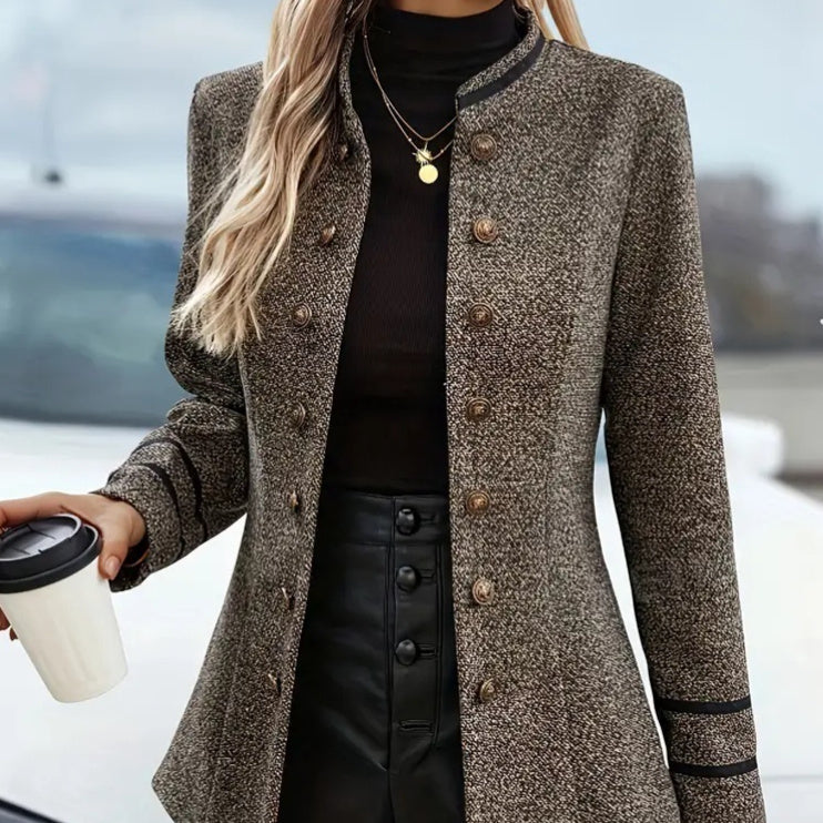 Women's solid gray long-sleeve jacket