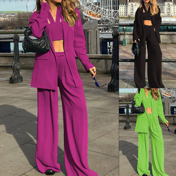 Fashion Long Sleeve Coat And Trousers Suit - WOMONA.COM