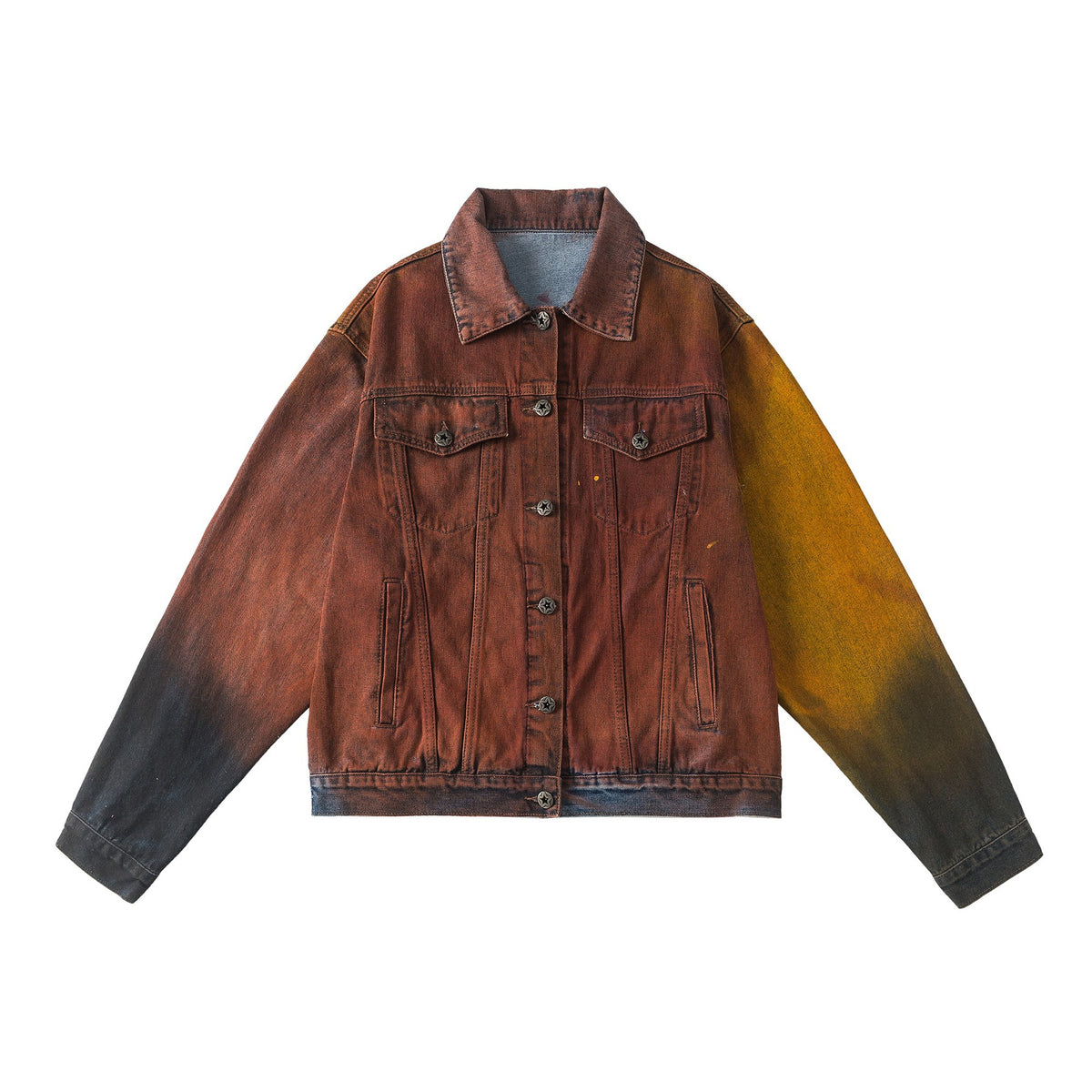 Men's Brown Washed-Denim Relaxed Jacket, Brown - product view 5