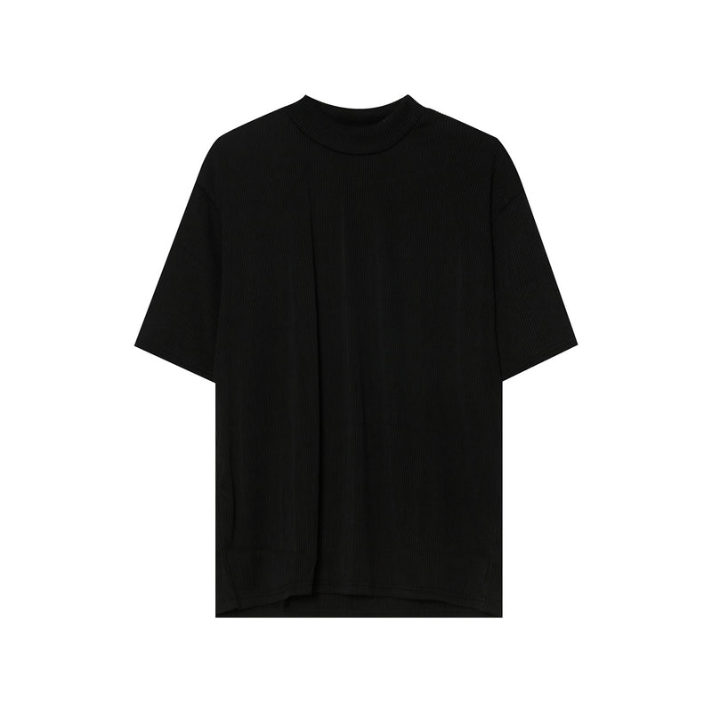 Fashion Solid Color Half High Collar Short Sleeve Men - WOMONA.COM