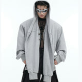 Double-layer Hooded Padded Shoulder Sweater Fake Two-piece Design Sense Heavy Loose Cardigan Coat