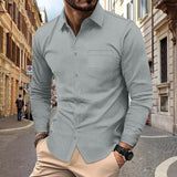 Button Casual Long Sleeve Shirt Top Men - WOMONA.COM