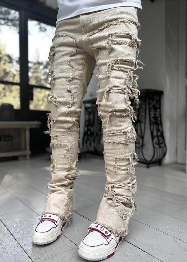 Men Trousers Individual Patched Pants - WOMONA.COM