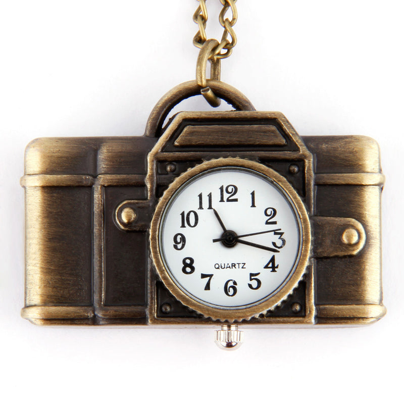 Vintage Small Camera Pocket Watch Necklace - WOMONA.COM