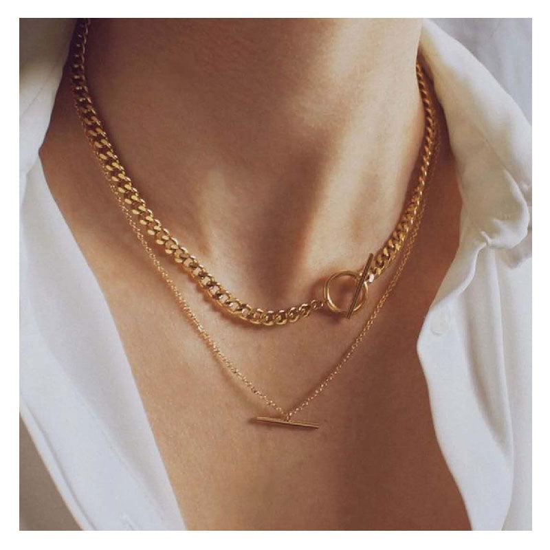 Double OT Chain Necklace - WOMONA.COM