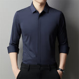 Men's Light Luxury High-end Hidden Hook Long-sleeved Shirt - WOMONA.COM