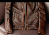 Motorcycle Short Stone Grinding Worn Coat - WOMONA.COM