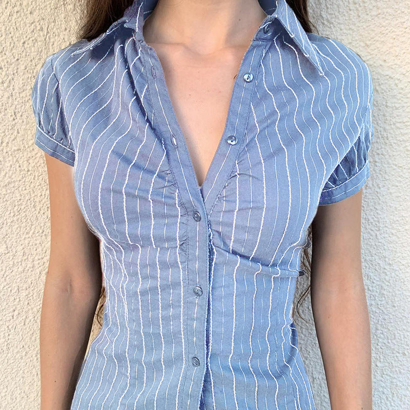 Camisa de rayas de moda americana para mujer