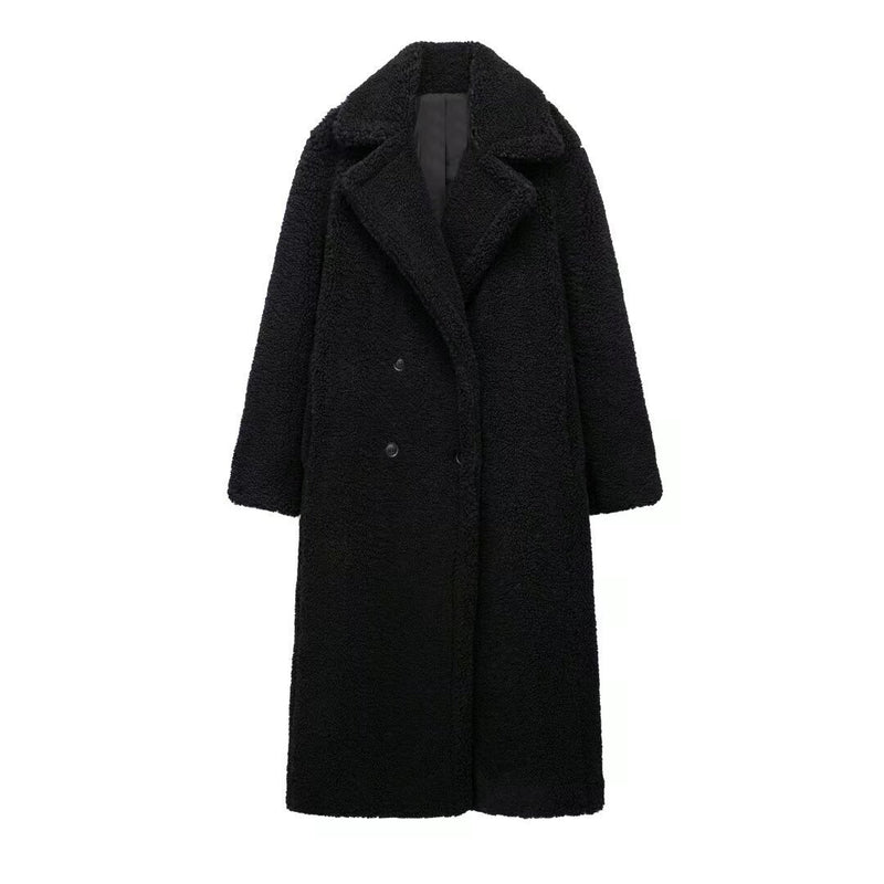 Women's Large Lapel Thickened Lamb Sweater Coat