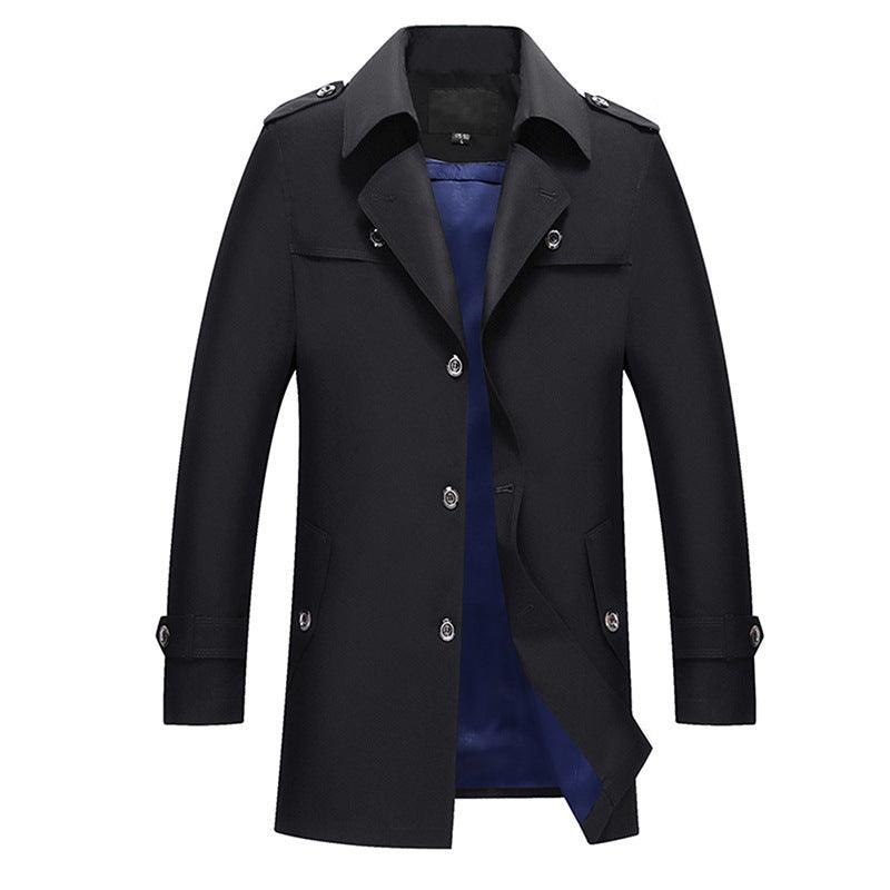 Youth black coat jacket with notched lapels, button front, and chest pocket flaps