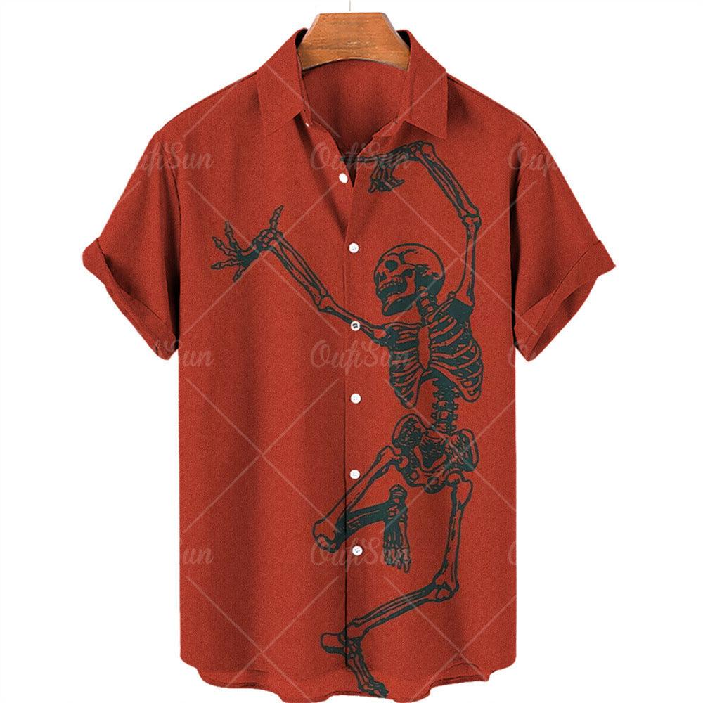 Fashion Skull Print Shirt Men - WOMONA.COM