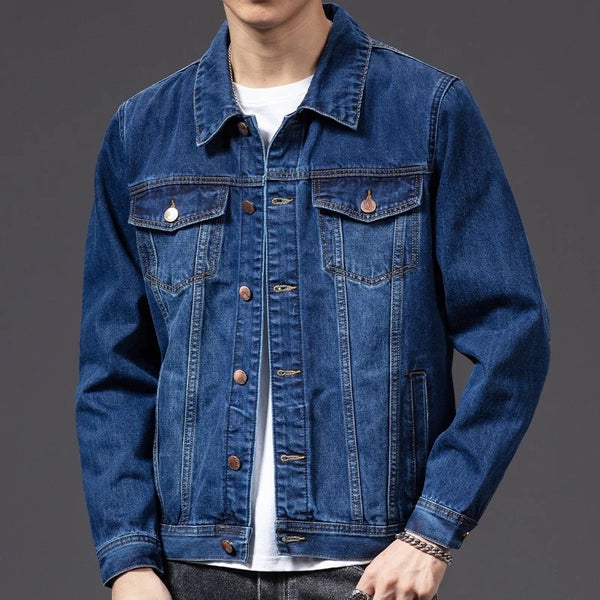 Mens Fashion Slim Fit Denim Jacket Top - WOMONA.COM