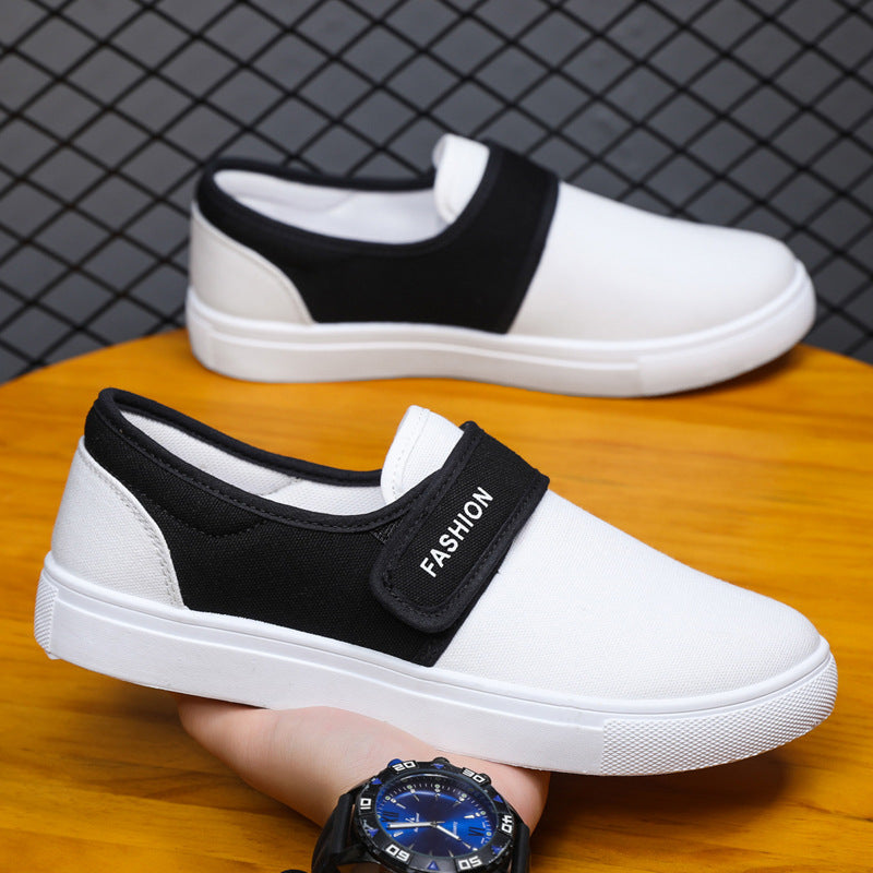 Canvas Flat Shoes Men Velcro Casual Sneakers - WOMONA.COM