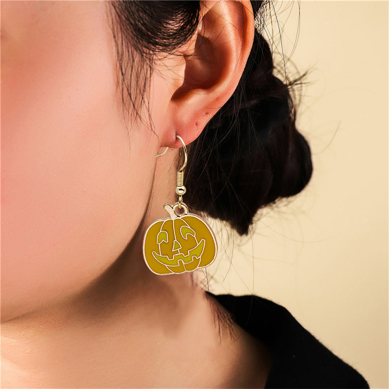 Halloween Earrings Cute Pumpkin Spooky Oil Drip Alloy Earrings Jewelry - WOMONA.COM