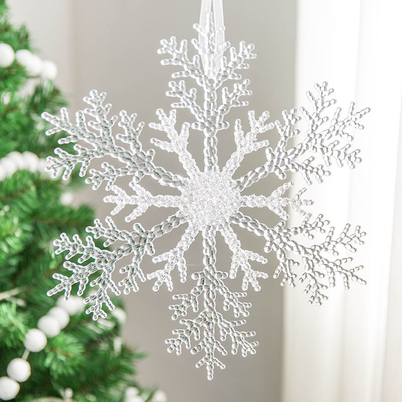 Decoración navideña de acrílico transparente con forma de copo de nieve para árbol de Navidad, colgante para decoración navideña DIY para el hogar