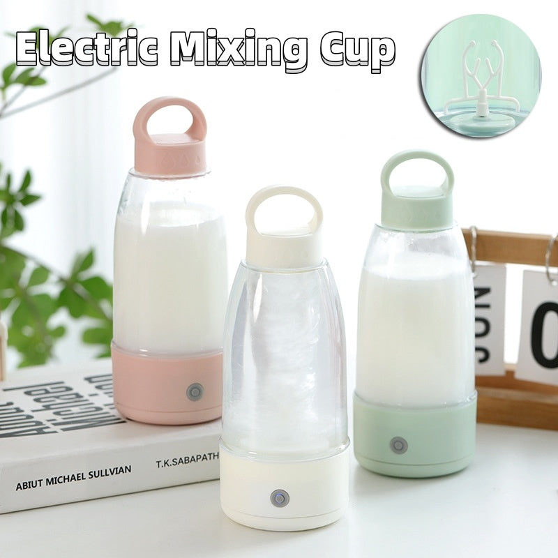 Portable automatic electric shaker bottle, pink base with clear mixing chamber
