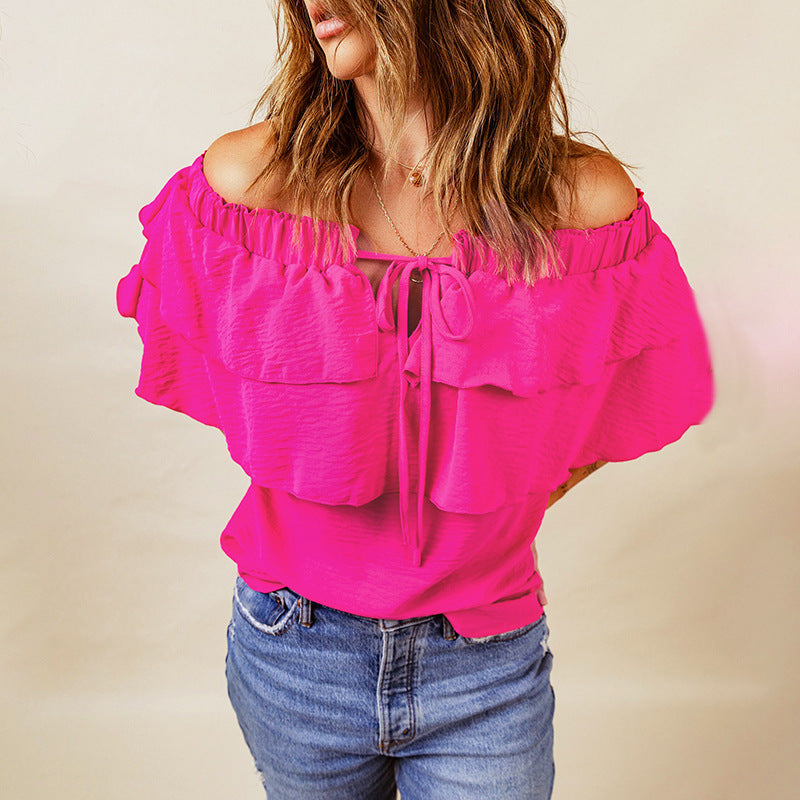 Women's Off-Shoulder Ruffled Chiffon Blouse