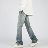 Water Washed Hole Bootcut Trousers - WOMONA.COM