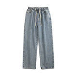 Elastic Waist Loose Straight Drooping Mop Pants - WOMONA.COM