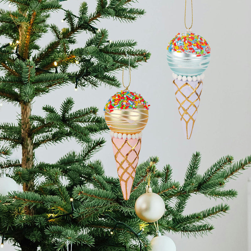 Colgante de cristal decorativo con forma de árbol de Navidad con helado simulado