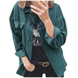 Long Sleeve Lapel Loose Thick Shirt For Women