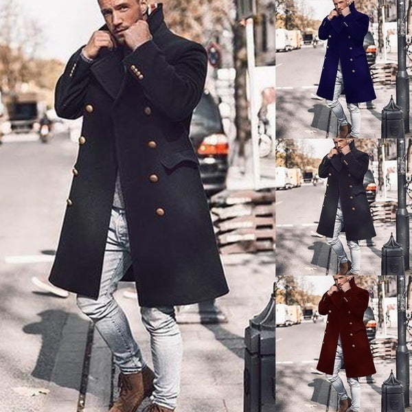 Mid-length Double-breasted Woolen Trench Coat - WOMONA.COM