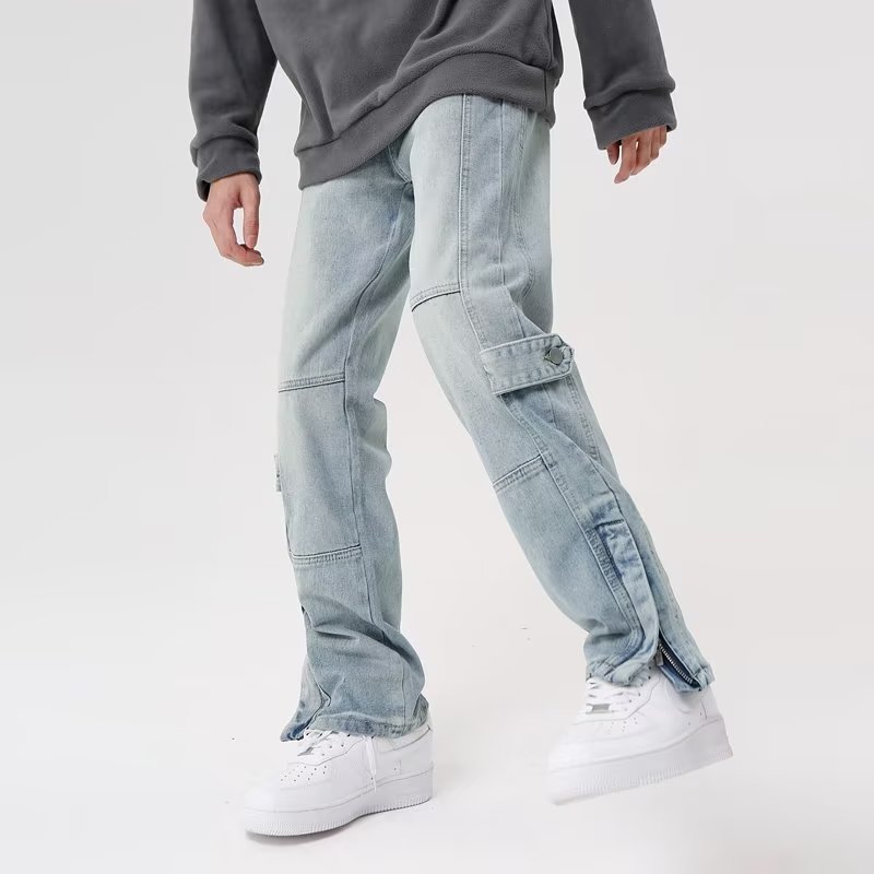 Light Color And Water Scrubbing Jeans - WOMONA.COM