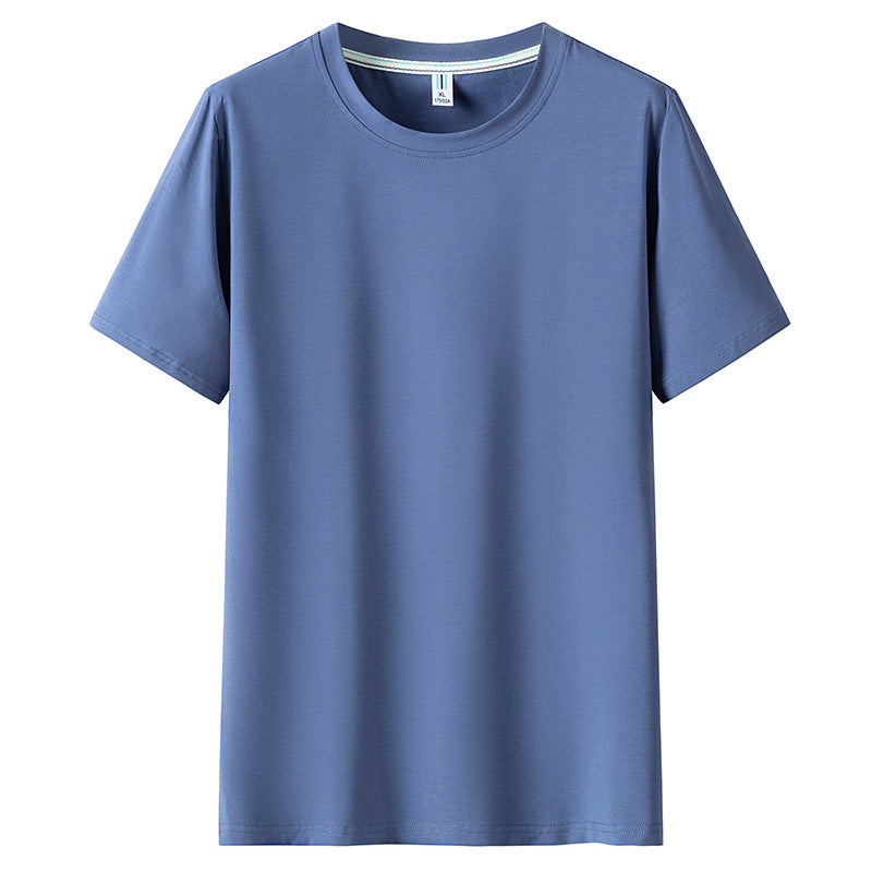 Men Short Sleeved Round Neck Solid Color Clothes - WOMONA.COM