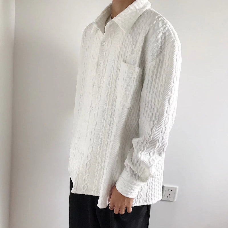 Japanese Hemp Pattern Shirt Men's - WOMONA.COM