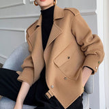 Korean Style Double-faced Woolen Goods Cashmere Coat - WOMONA.COM