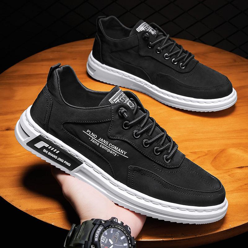 Men Sneakers Lace-up Letter Print Platform Canvas Shoes Sports - WOMONA.COM