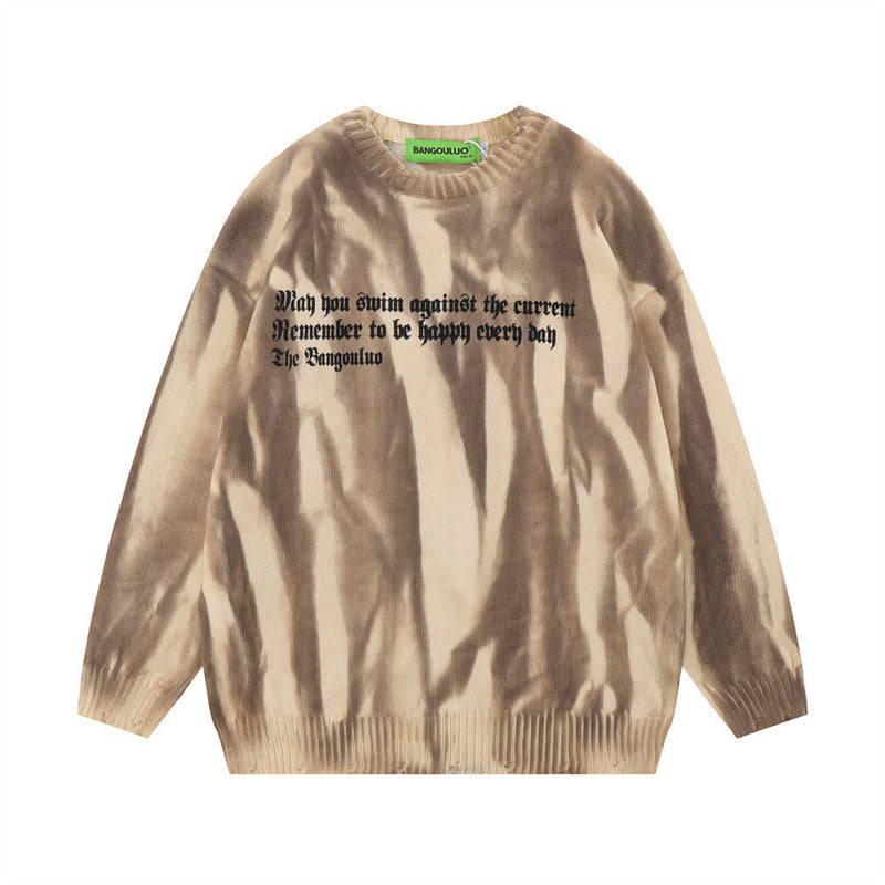 Tie-dyed Inkjet Loose Pullover Autumn And Winter